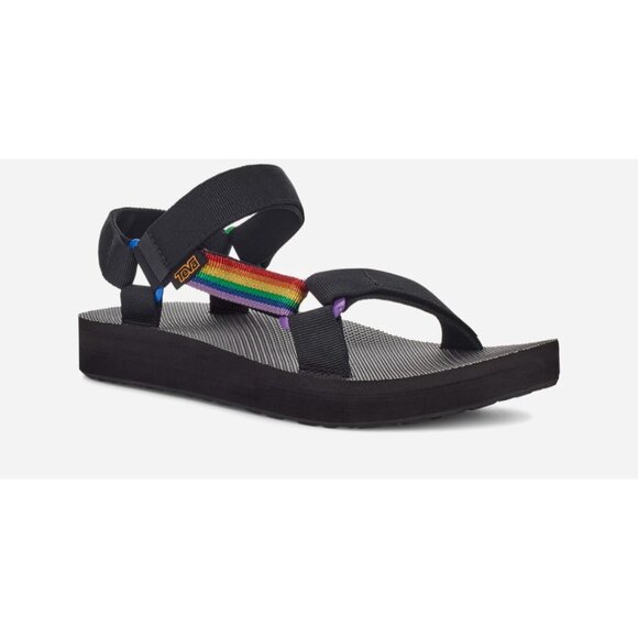 Teva Men's Mid Universal Pride Platform Sandal F16221B Black Rainbow Size 11 - Picture 1 of 6